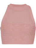 Balmain Labyrinth Monogram Knit Tank Top — Pink