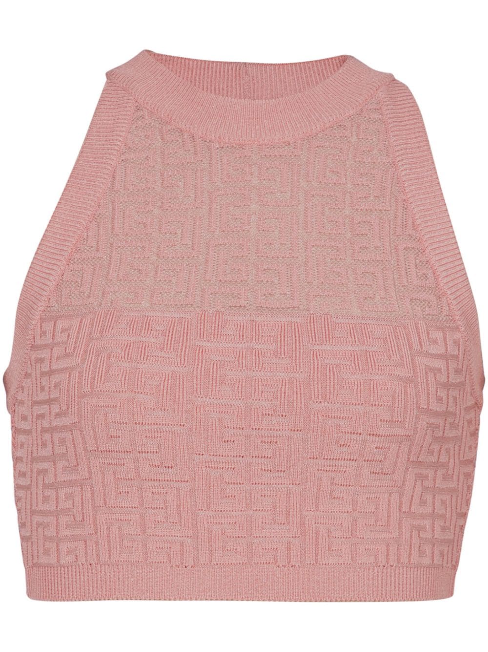Balmain Labyrinth Monogram Knit Tank Top — Pink
