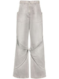 The Attico Wide-Leg Cotton Denim Jeans — Grey