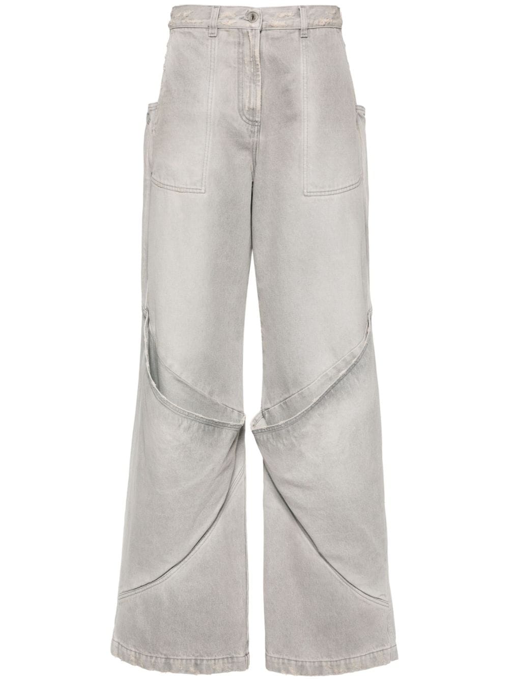 The Attico Wide-Leg Cotton Denim Jeans — Grey