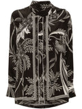 F.R.S . Botanical Print Silk Shirt — Black