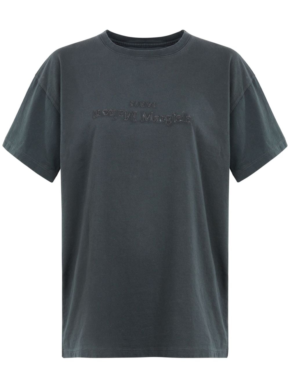Maison Margiela Logo-Embroidered Cotton T-shirt — Beluga grey