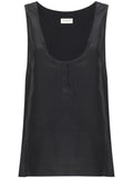 Saint Laurent Silk Henley Tank Top — Dark Grey
