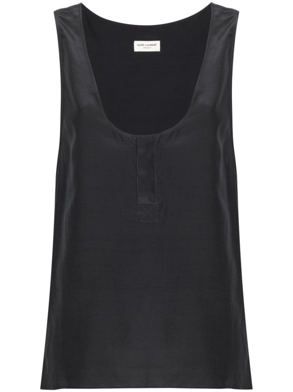 Saint Laurent Silk Henley Tank Top — Dark Grey