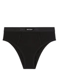 Palm Angels Logo-Appliqué Ribbed Cotton Leggings — Black