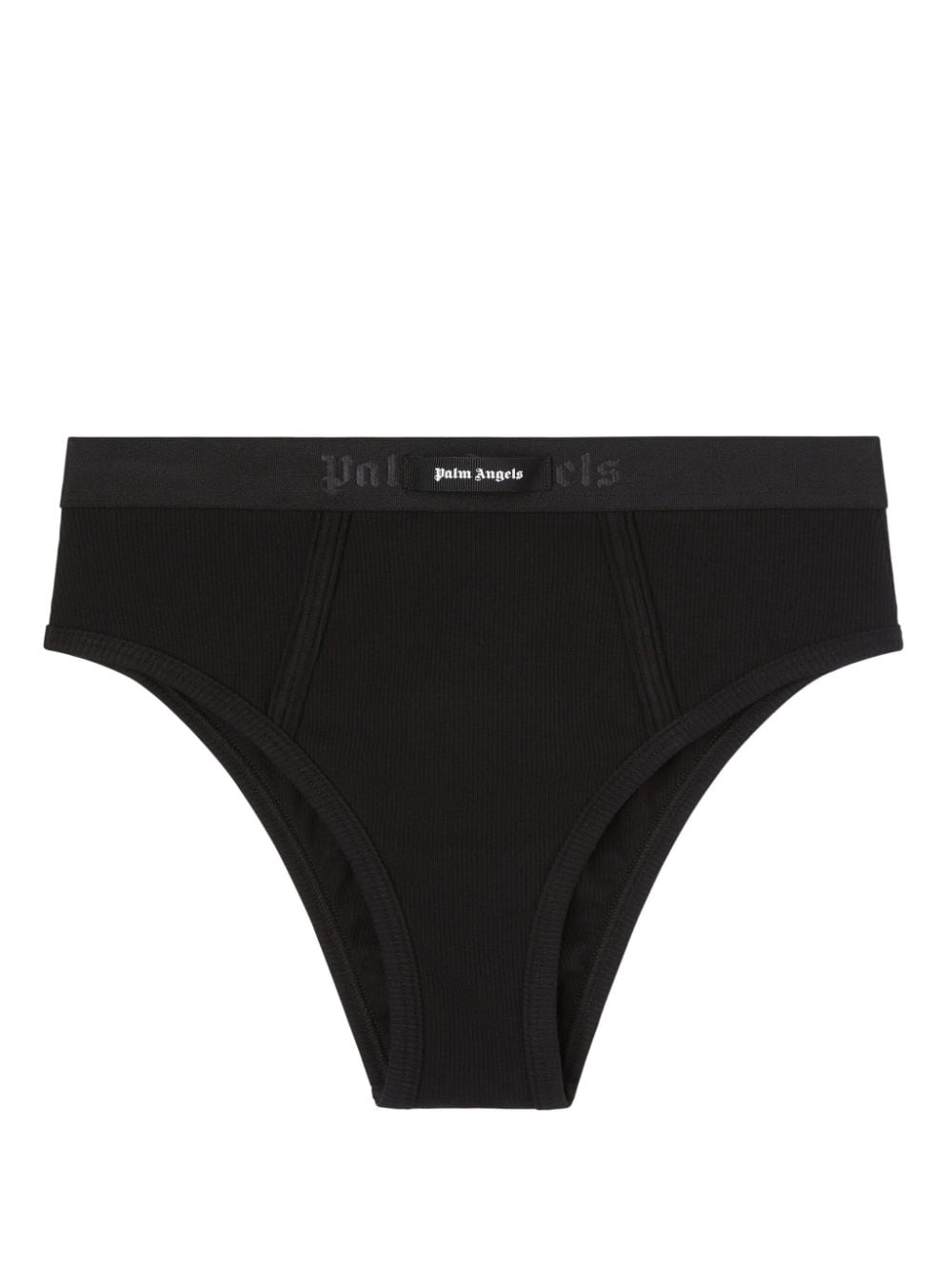 Palm Angels Logo-Appliqué Ribbed Cotton Leggings — Black