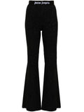 Palm Angels Logo Lurex Flared Trousers — Black