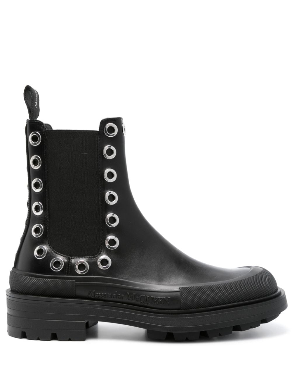 Alexander McQueen Eyelet-Embellished Chelsea Boot — Black