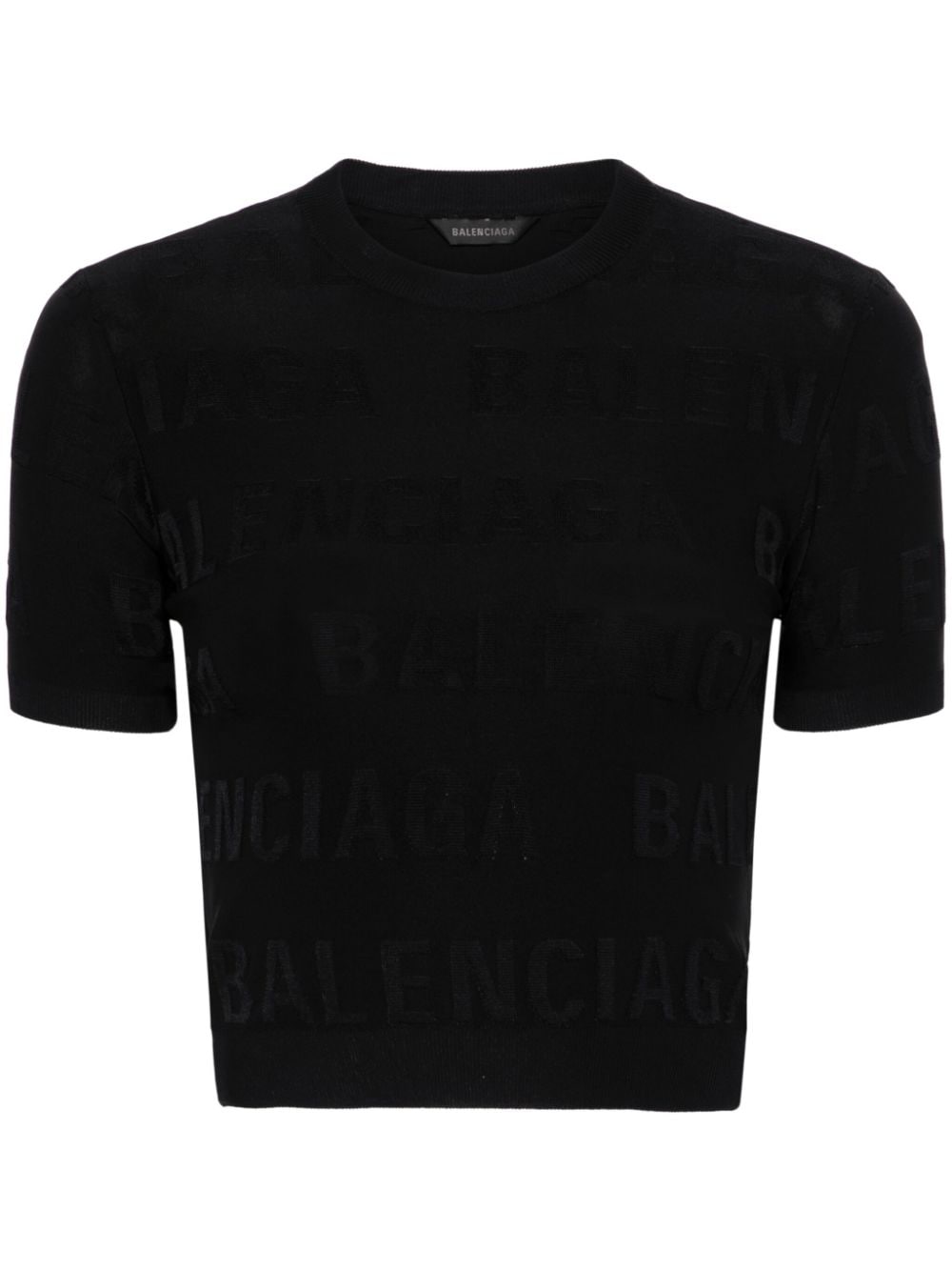 Balenciaga Logo-Jacquard T-Shirt — Black