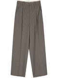 Alysi Wool Blend Houndstooth Trousers — Brown