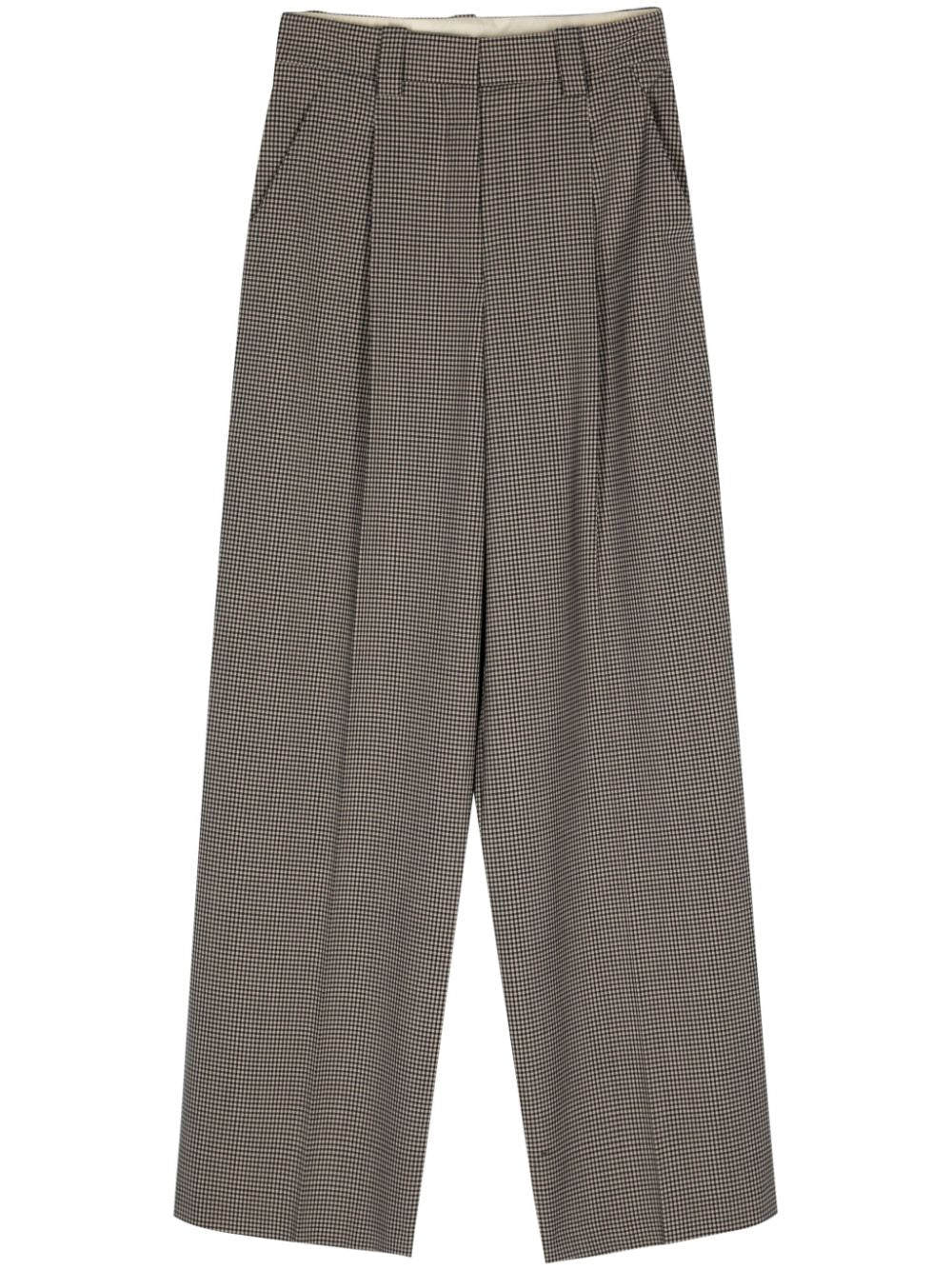 Alysi Wool Blend Houndstooth Trousers — Brown