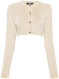 Versace Barocco Lurex Cropped Cardigan — Beige