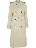 Burberry Double-Breasted Cotton Gabardine Trench Coat — Beige
