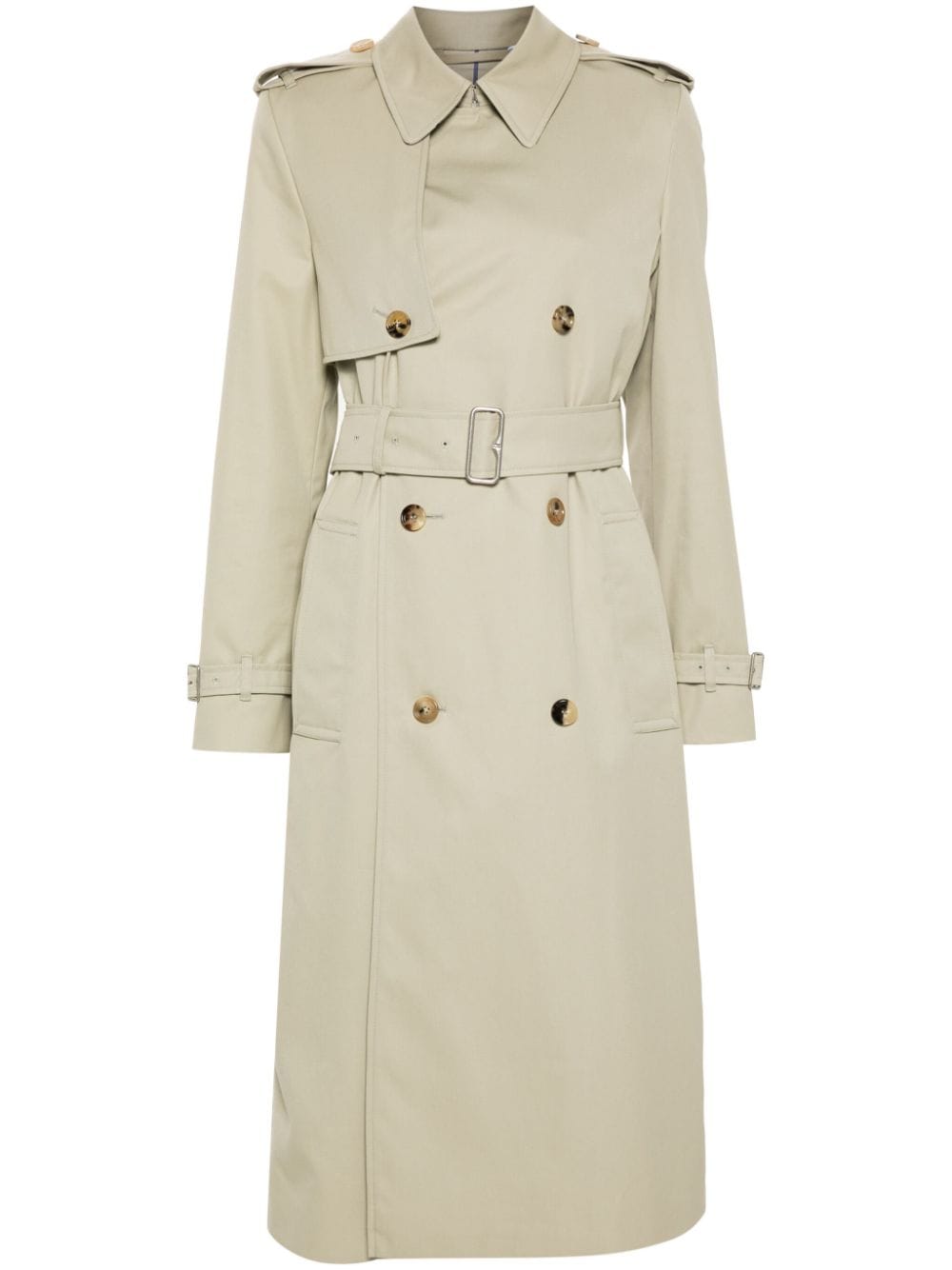 Burberry Double-Breasted Cotton Gabardine Trench Coat — Beige