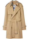 Burberry Vintage Check Cotton Trench Coat — Beige