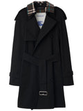 Burberry Detachable Collar Cotton Gabardine Trench Coat — Black