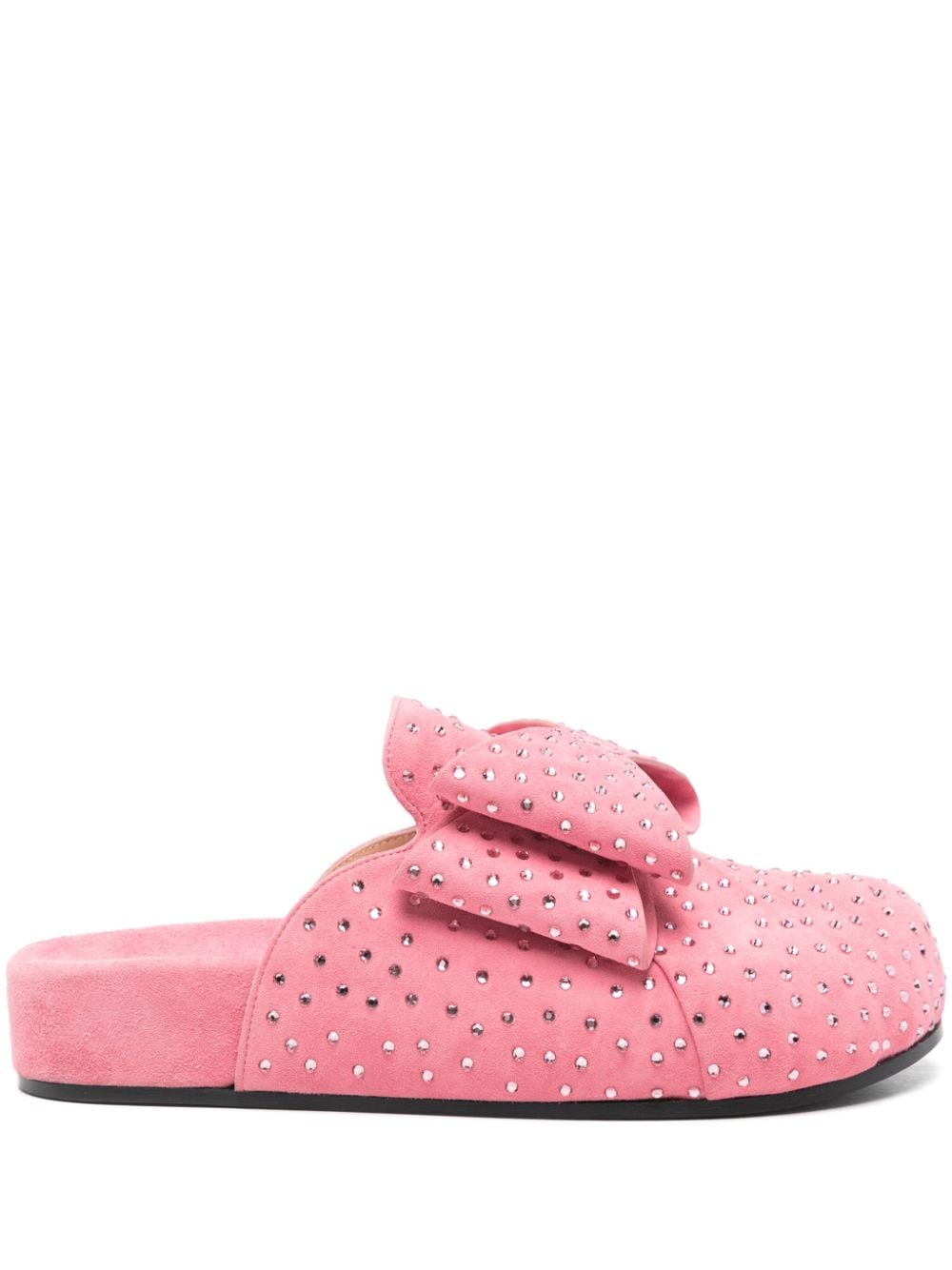 Mach & Mach Rhinestone-Embellished Calf Suede Slipper — Pink