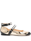 Mach & Mach Two-Tone Patent Leather Ballerina Flat — Gold