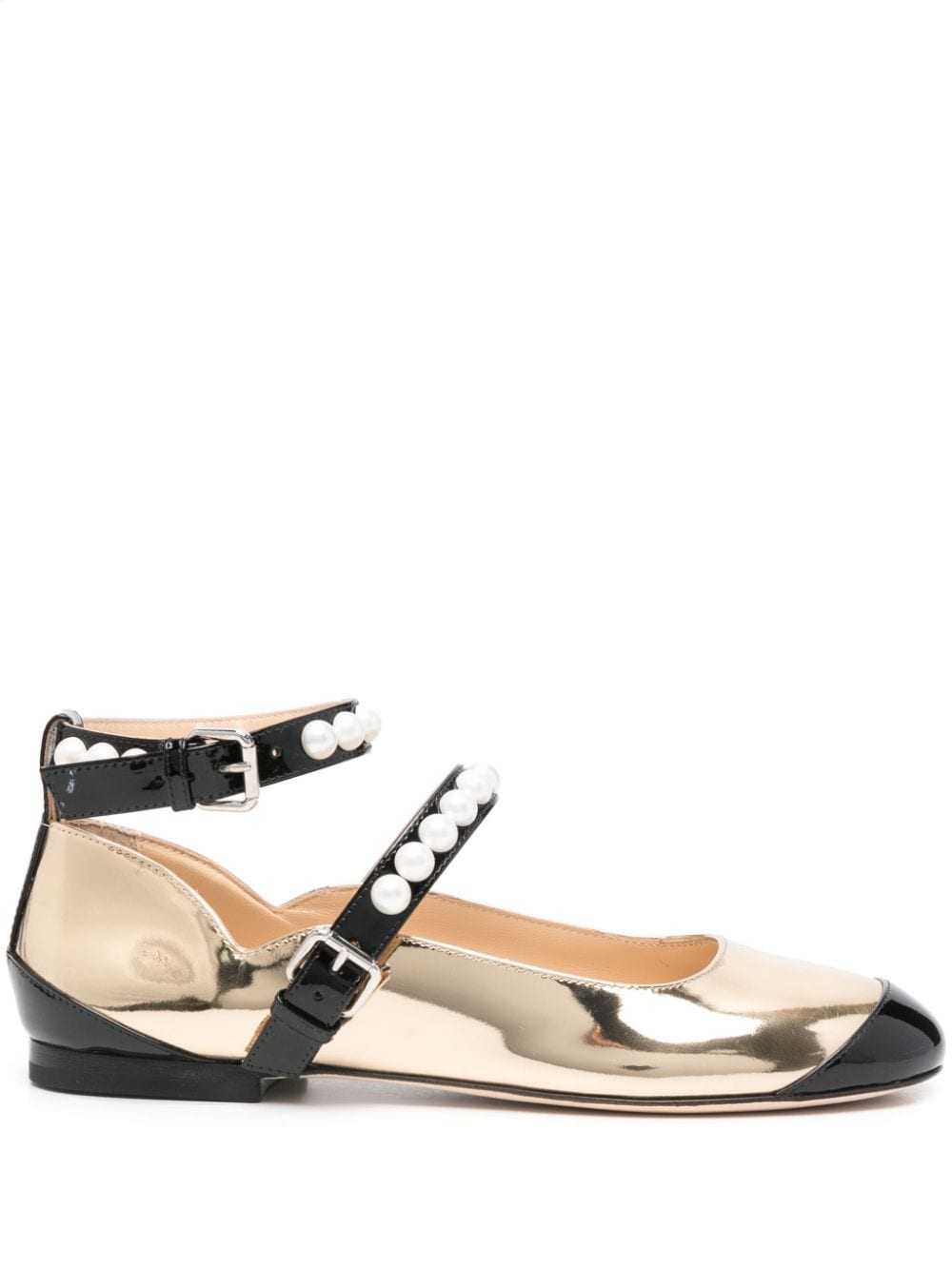Mach & Mach Two-Tone Patent Leather Ballerina Flat — Gold