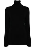 Junya Watanabe Ribbed Wool Turtleneck Sweater — Black