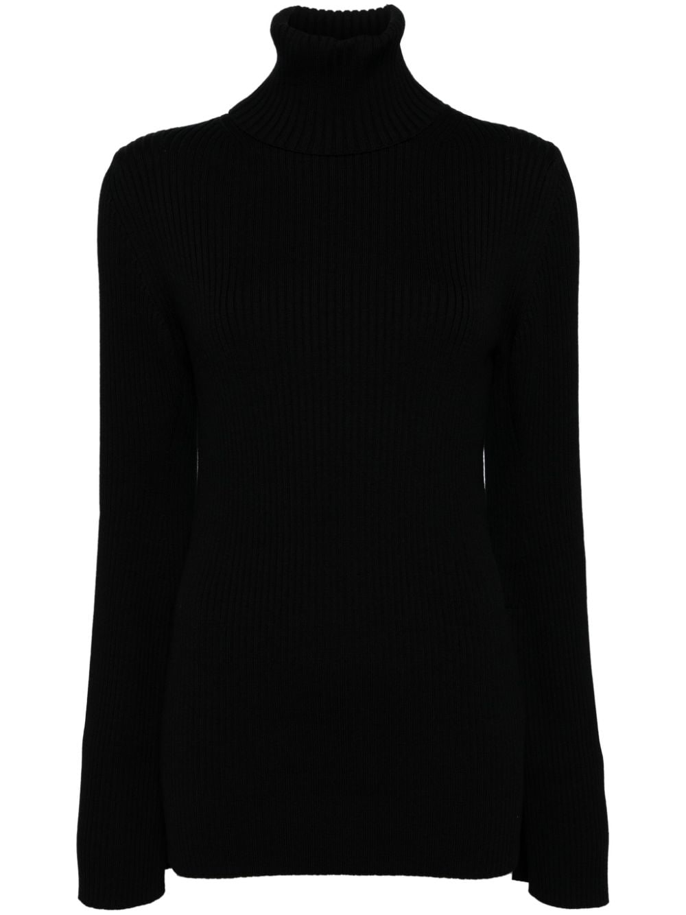 Junya Watanabe Ribbed Wool Turtleneck Sweater — Black
