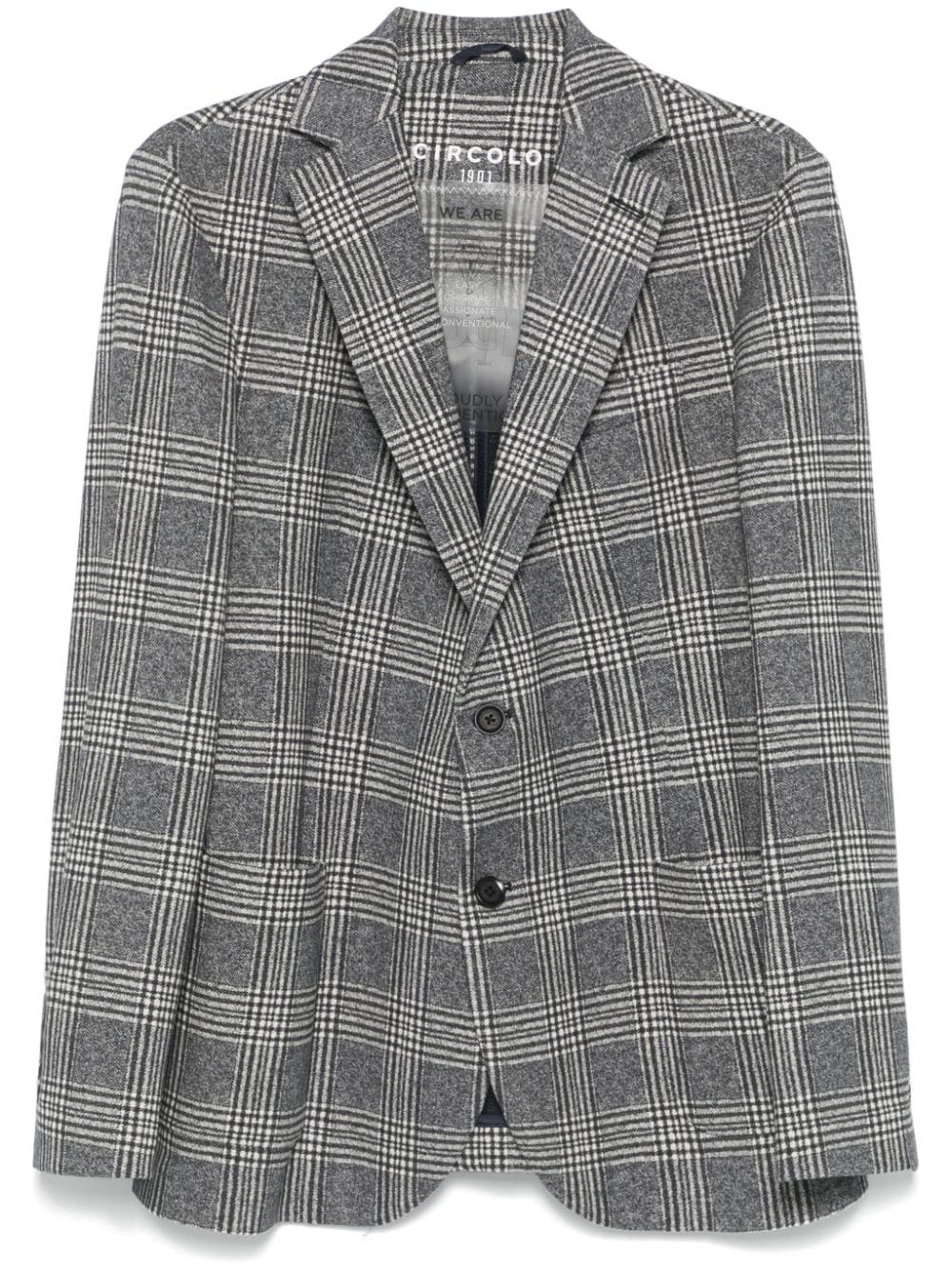 Circolo 1901 Prince of Wales Cotton Blazer — Gray
