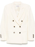 Alberto Biani Virgin Wool Double-Breasted Blazer — Cream