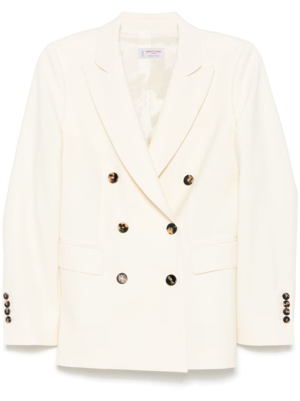 Alberto Biani Virgin Wool Double-Breasted Blazer — Cream