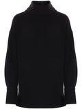 Alberto Biani Crepe Cowl Neck Sweater — Black