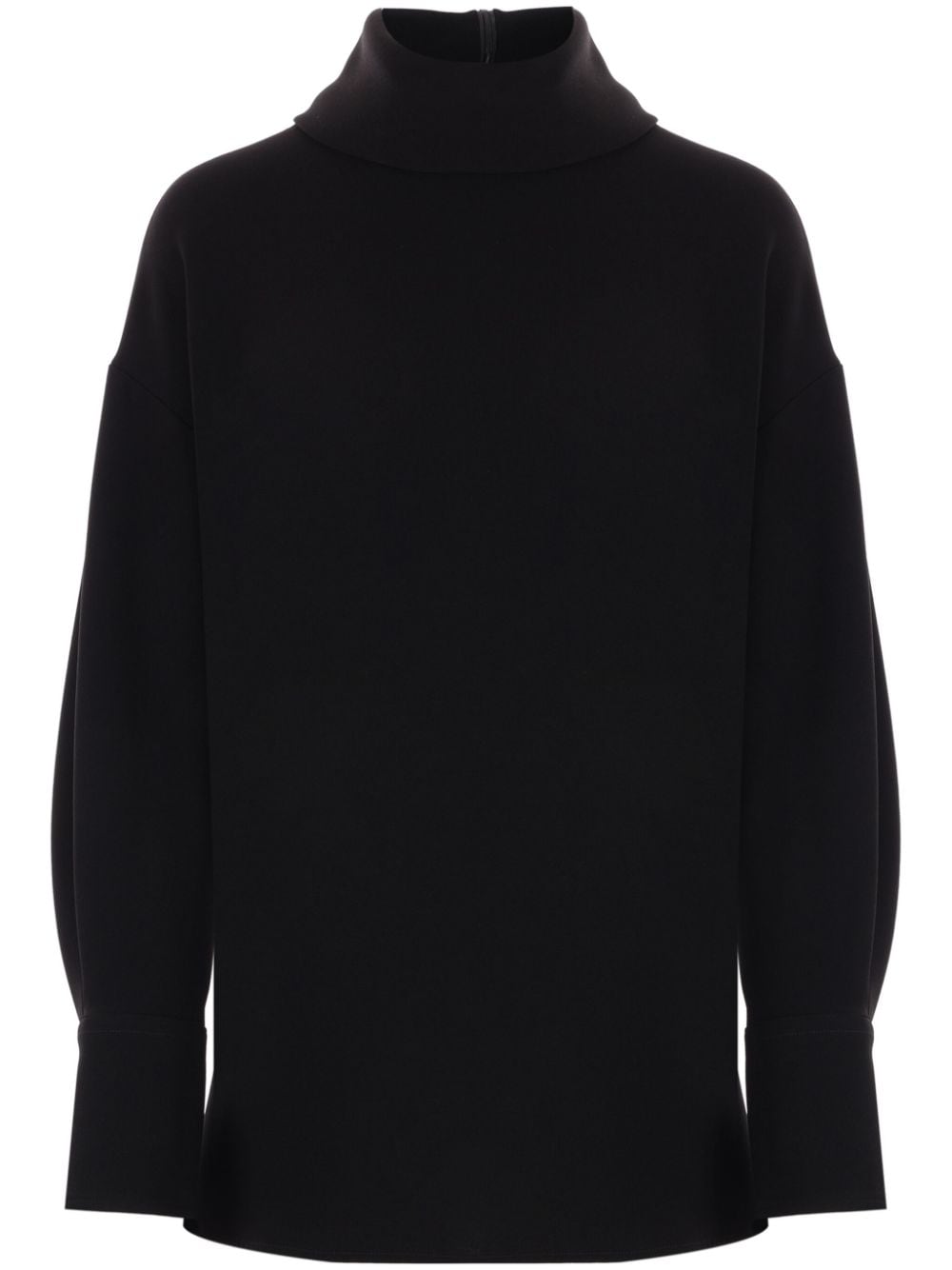 Alberto Biani Crepe Cowl Neck Sweater — Black