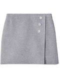 Tory Burch Wool Faux-Wrap Mini Skirt — grey