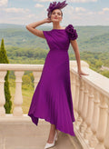 A-Line Asymmetrical Stretch Chiffon Mother Of The Bride Dresses With Pleated/Flower(s)
