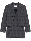 Circolo 1901 Double-Breasted Check Blazer — Charcoal