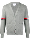 Thom Browne Striped Cotton Cardigan — Grey