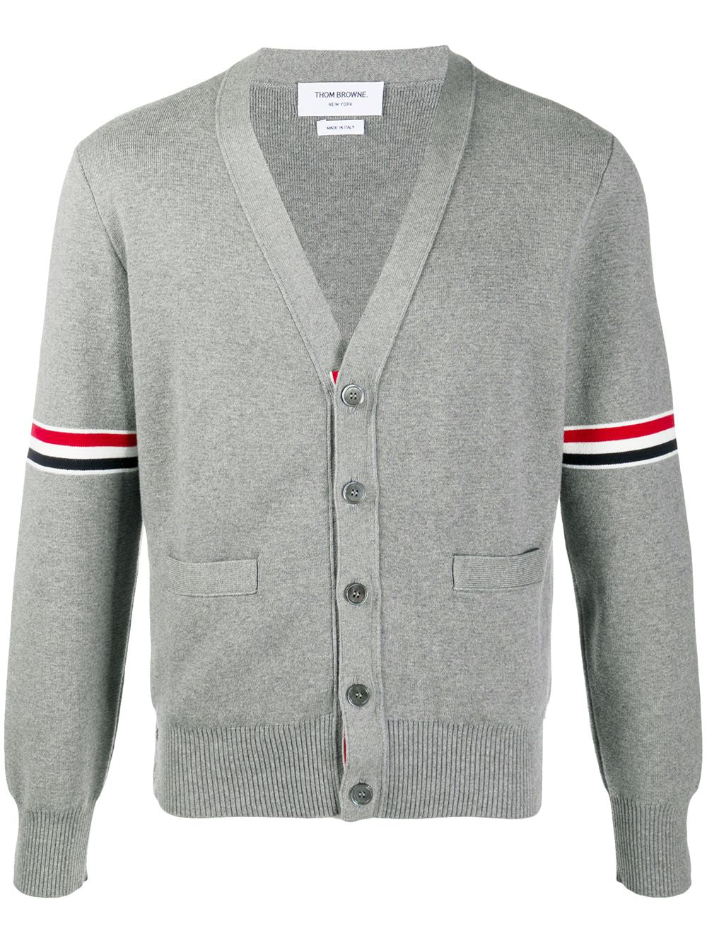 Thom Browne Striped Cotton Cardigan — Grey