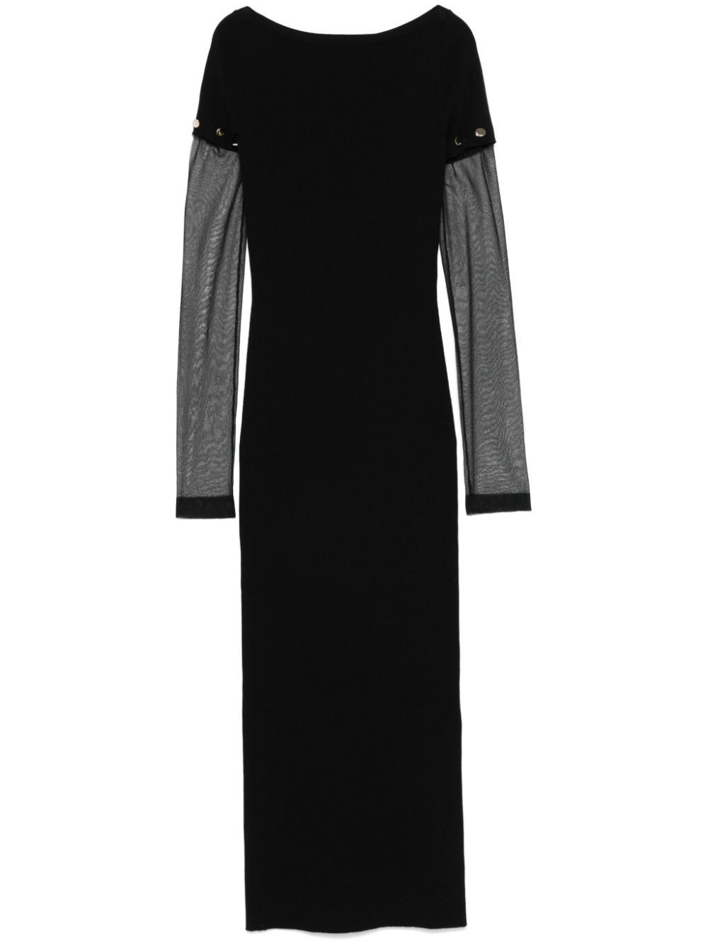 SPORTMAX PRE Mesh-Sleeve Knitted Dress — Black