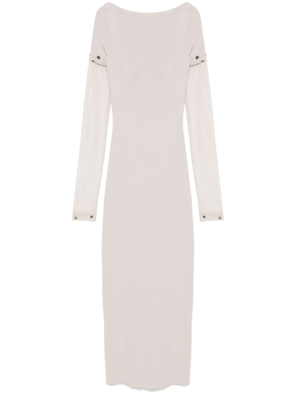 SPORTMAX PRE Knitted Long Dress with Detachable Sleeves Dress — taupe