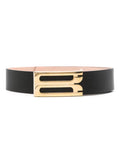 Victoria Beckham Logo-Buckle Leather Belt — Black
