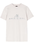 Balenciaga Logo-Printed Cotton Blend T-Shirt — White