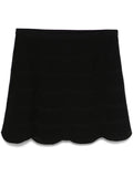 Tom Ford Scallop-Hem Silk-Cotton Skirt — Black