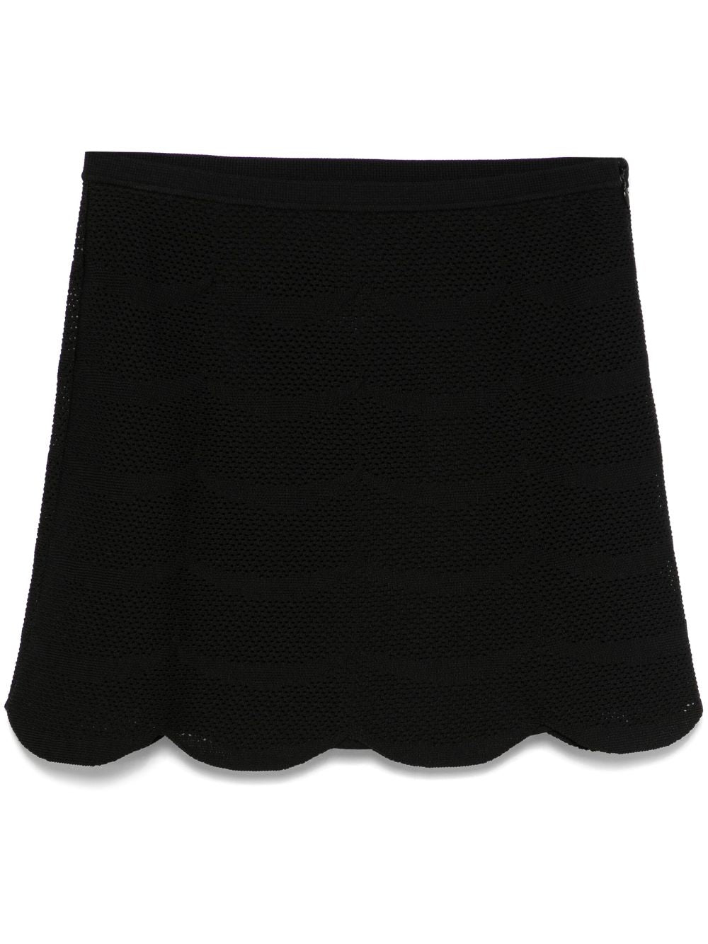 Tom Ford Scallop-Hem Silk-Cotton Skirt — Black