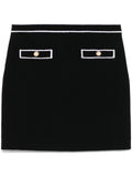 Alice + Olivia Contrast-Trimmed Cotton Mini Skirt — Black
