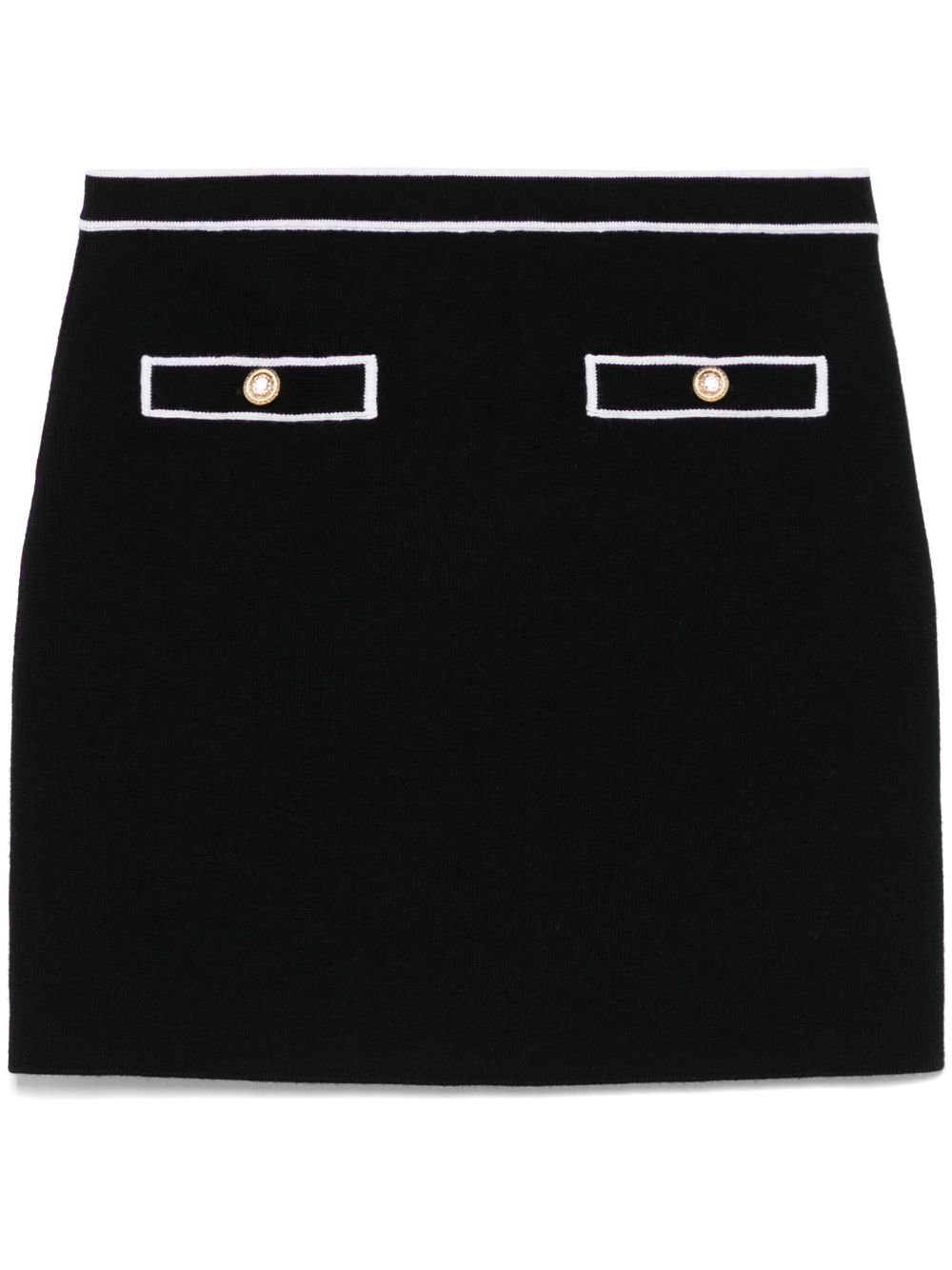 Alice + Olivia Contrast-Trimmed Cotton Mini Skirt — Black