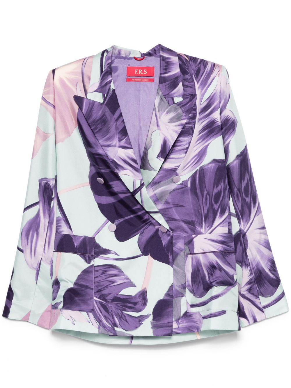 F.R.S . Floral-Print Silk Blazer — Purple