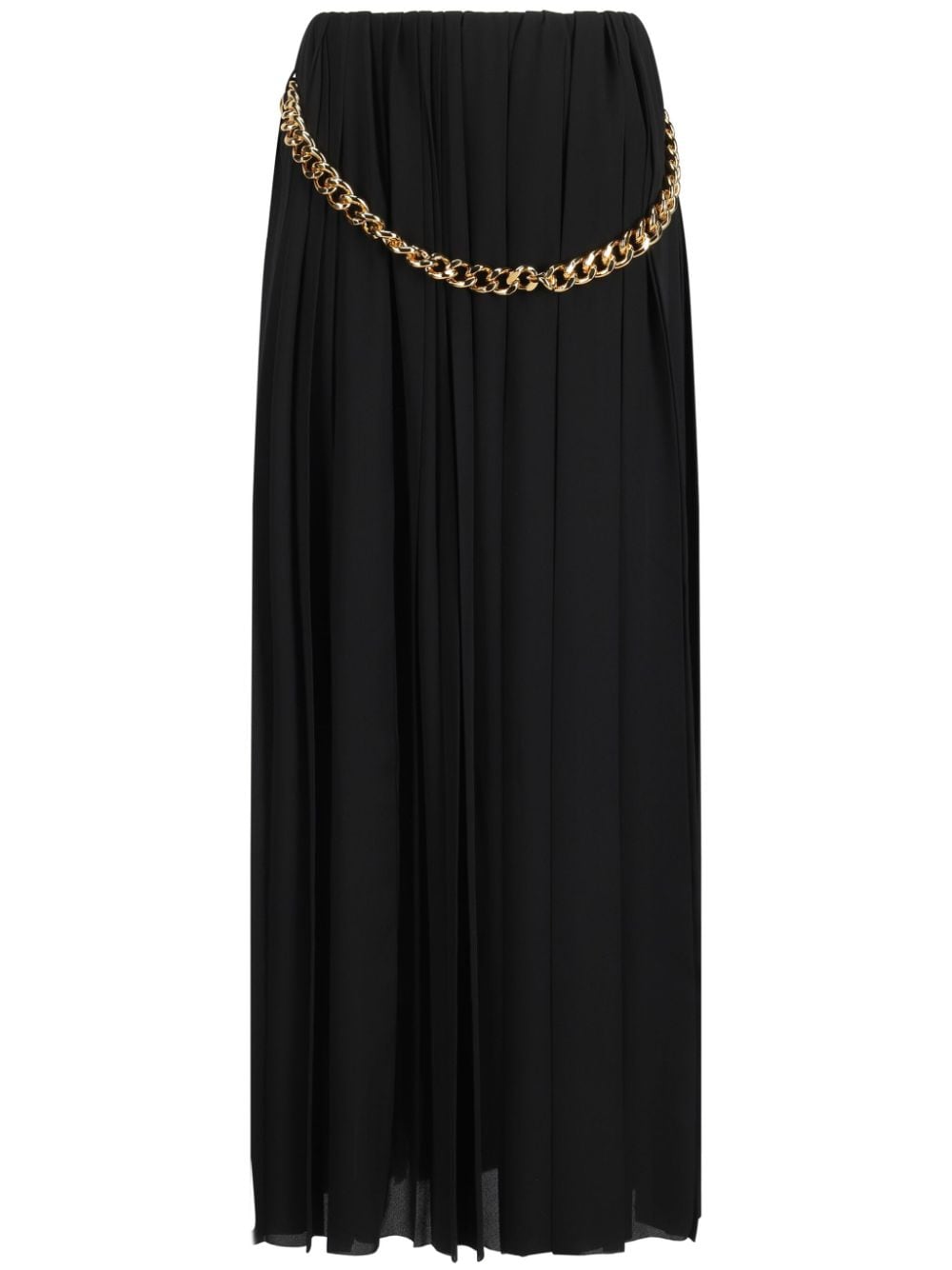 Balenciaga Chain-Detail Pleated Skirt — Black