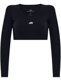 Balenciaga Logo-Print Crop Top — Black