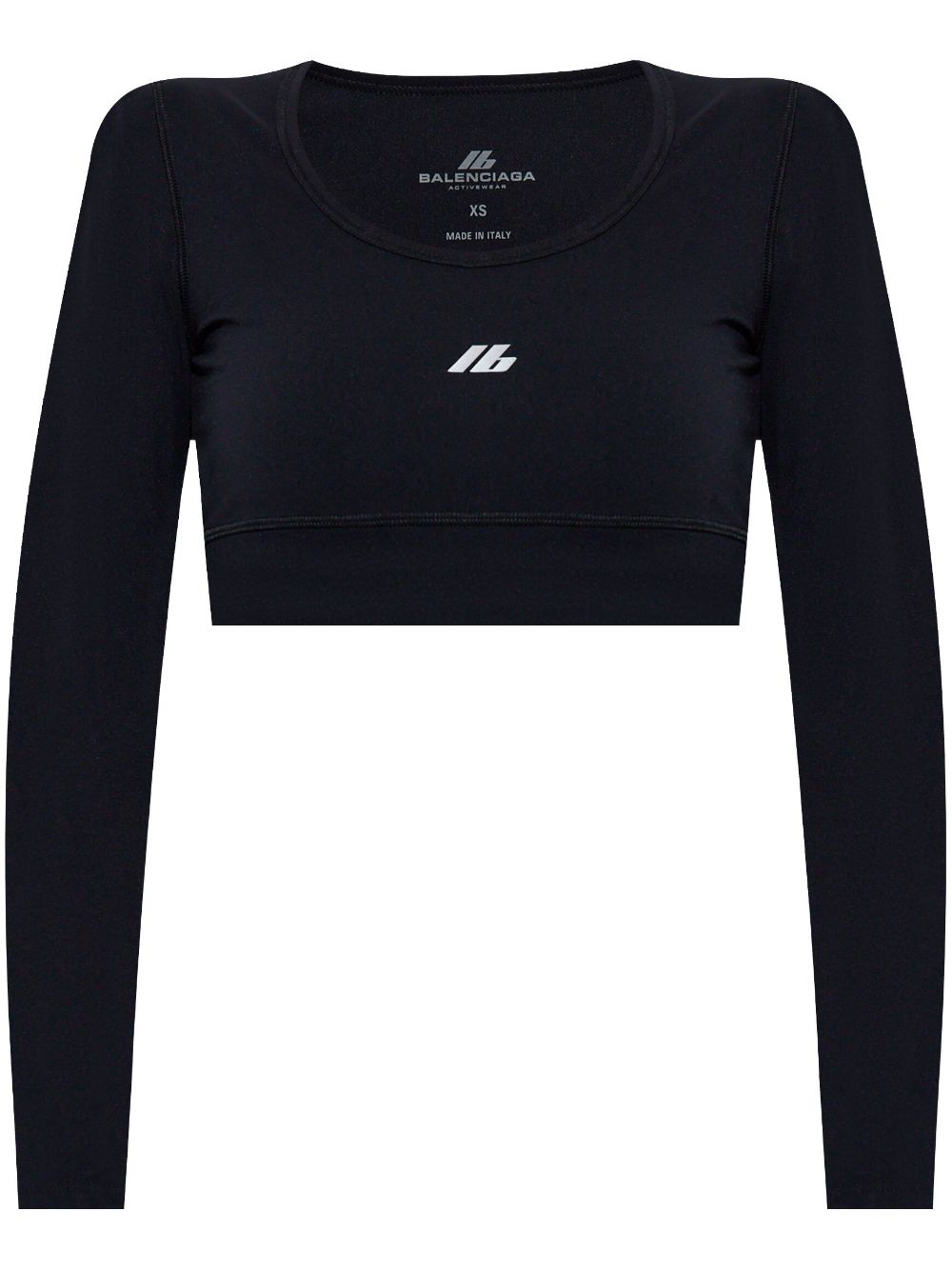 Balenciaga Logo-Print Crop Top — Black
