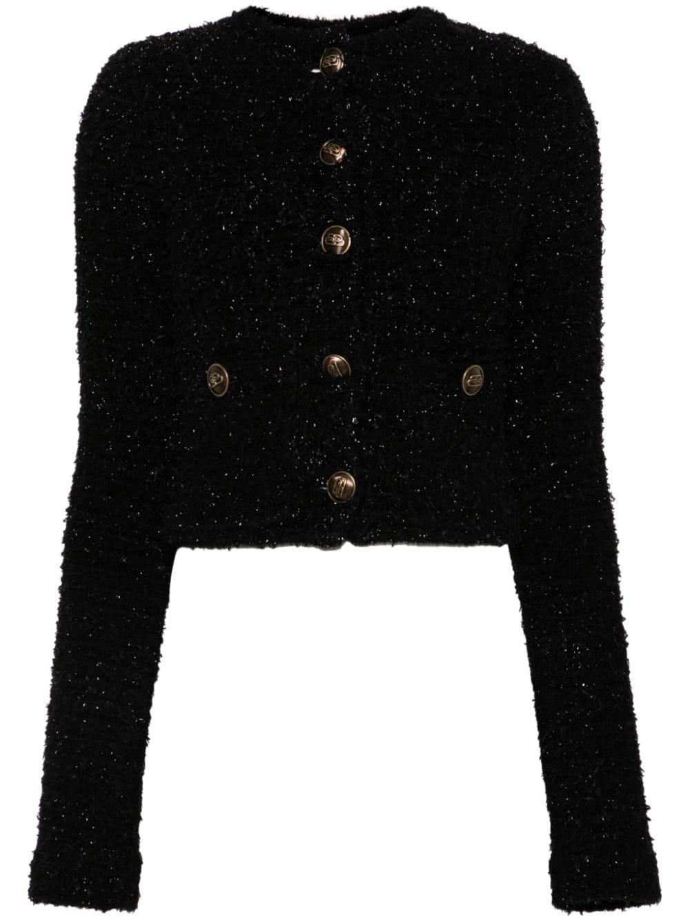 Balenciaga Metallic-Threaded Bouclé Jacket — Black