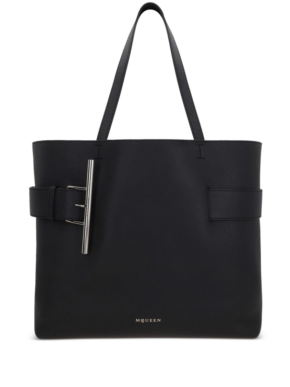 Alexander McQueen T-Bar Leather Tote Bag — black