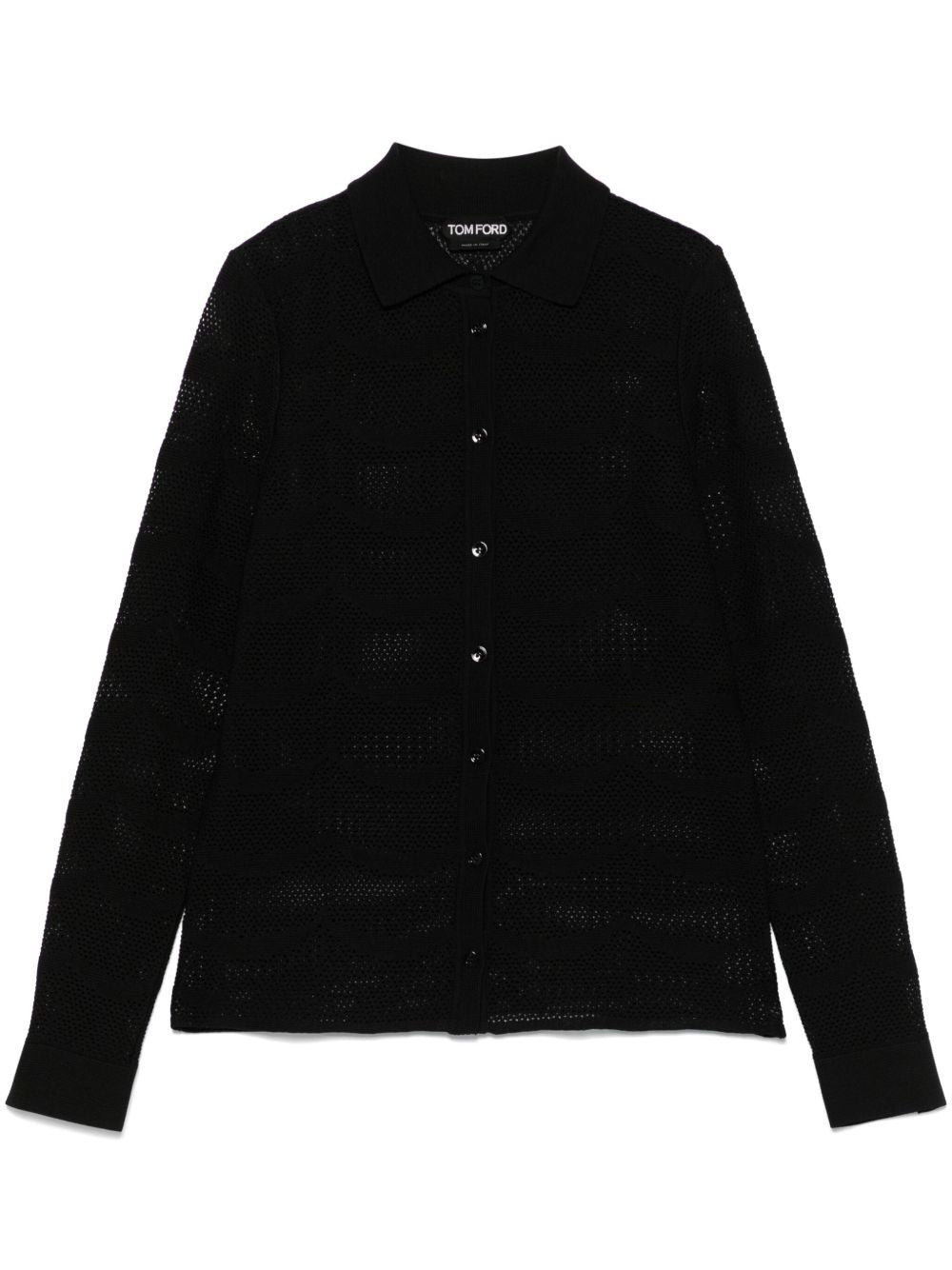Tom Ford Open-Knit Cotton-Silk Shirt — Black